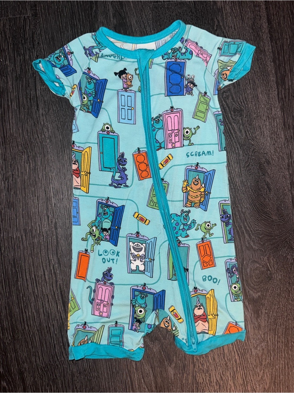 Monsters Inc Disney Pixar Little Sleepies  Shorty Bamboo Zippy Romper 18-24